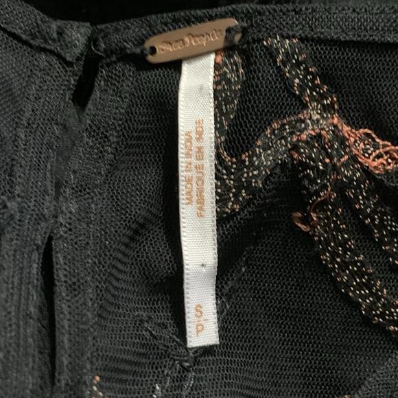 Free People beaded PANAMA CITY MINI DRESS black sz small - Picture 13 of 16